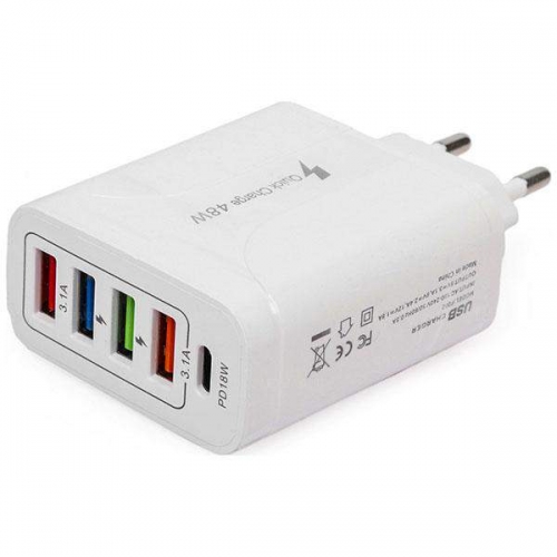 4 RÉSZES  HÁLÓZATI USB +PD18W  GYORSTÖLTŐ ADAPTER A501-1